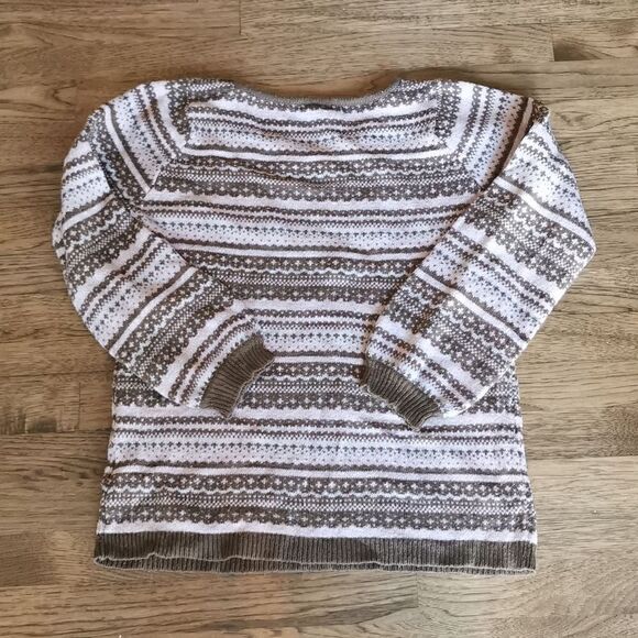 FAIR Isle Wool Blend Pink, Beige Sweater Medium - Picture 2 of 5